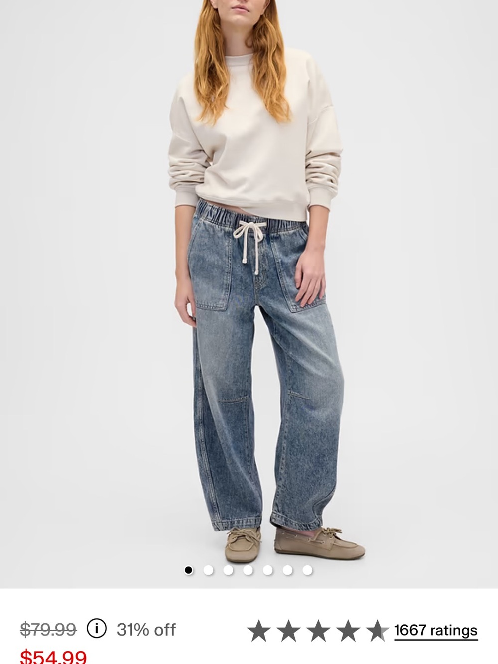 gap Mid Rise SuperSoft Pull-On Barrel Jeans